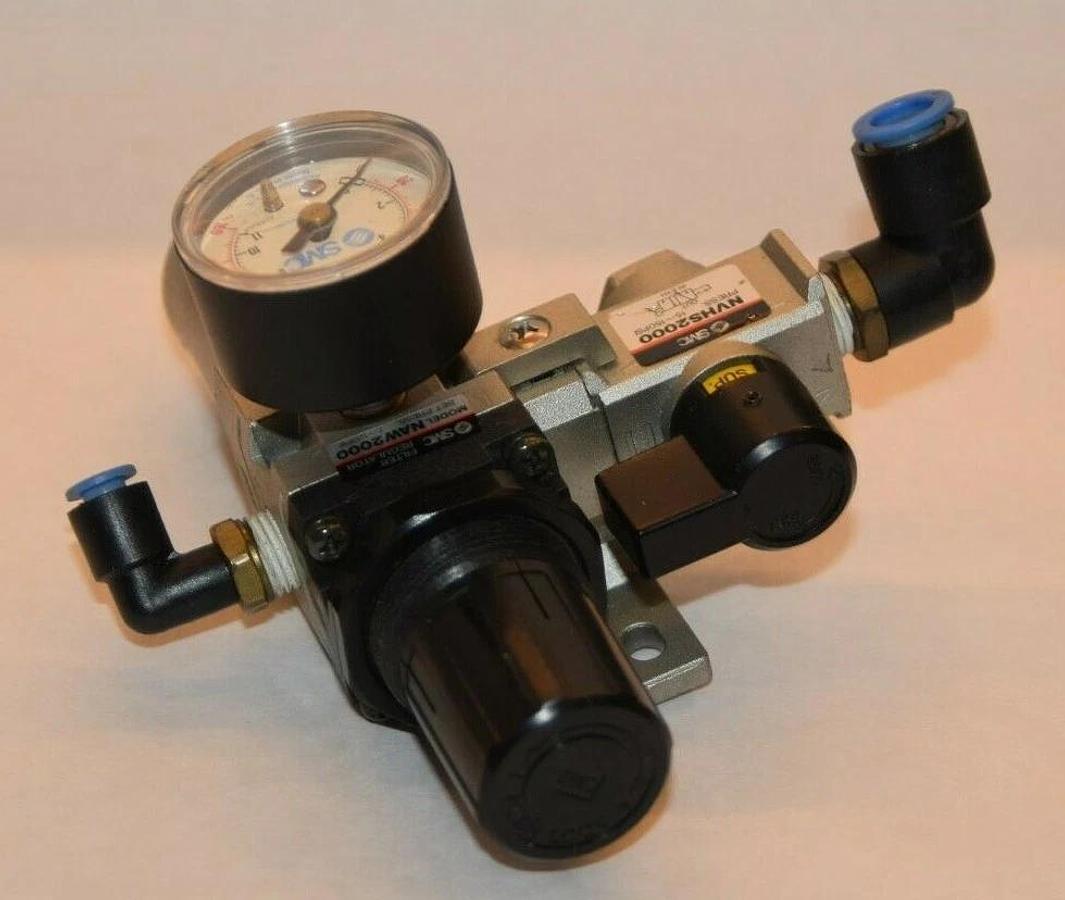 Used SMC NAW2000 7-120psi Filter Regulator With Shut-off Valve NVHS2000
