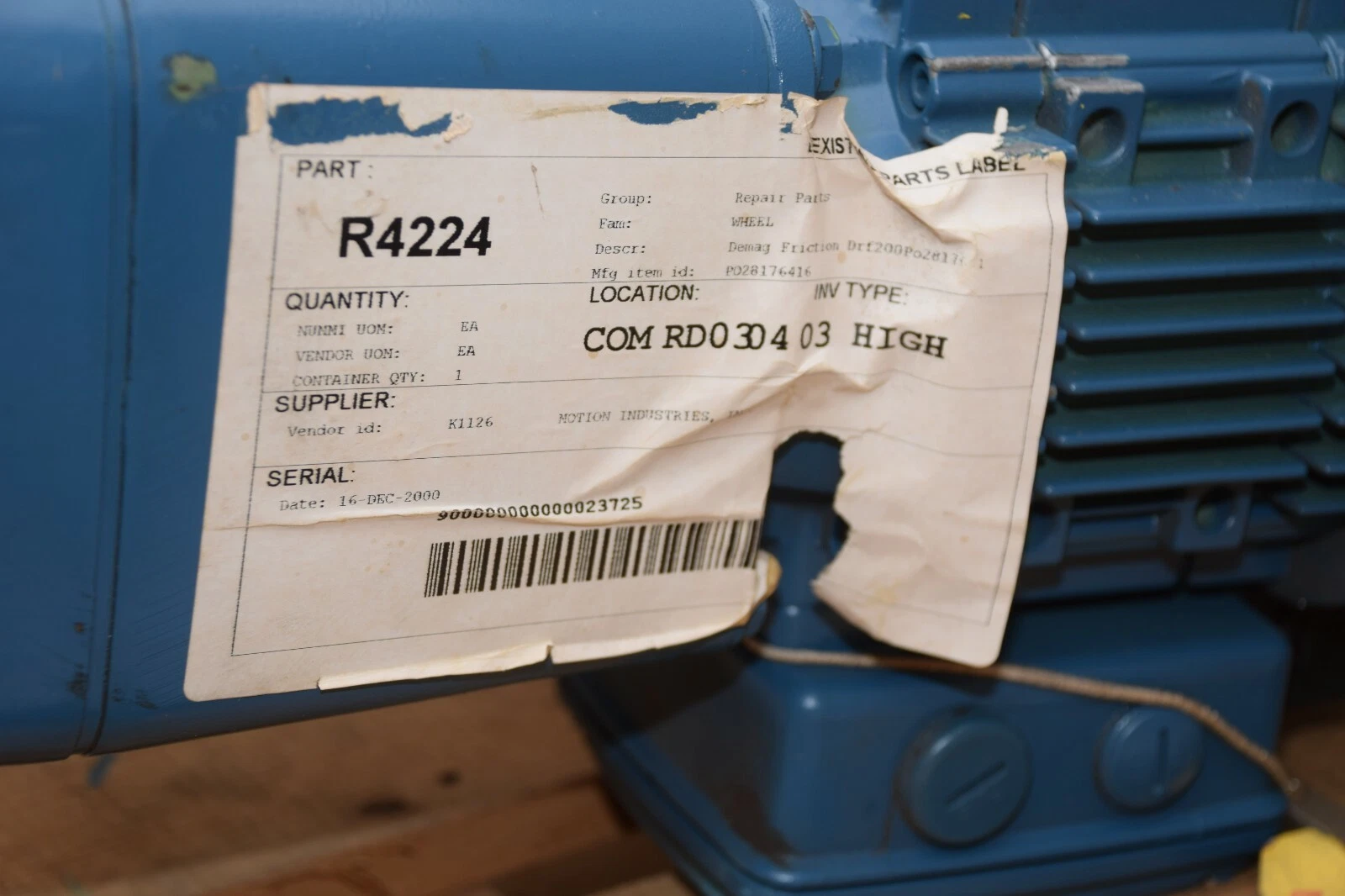 DeMag R4224 DRF-200 45701586 Friction Wheel Drive FG06 U2-H1-F1 45701586