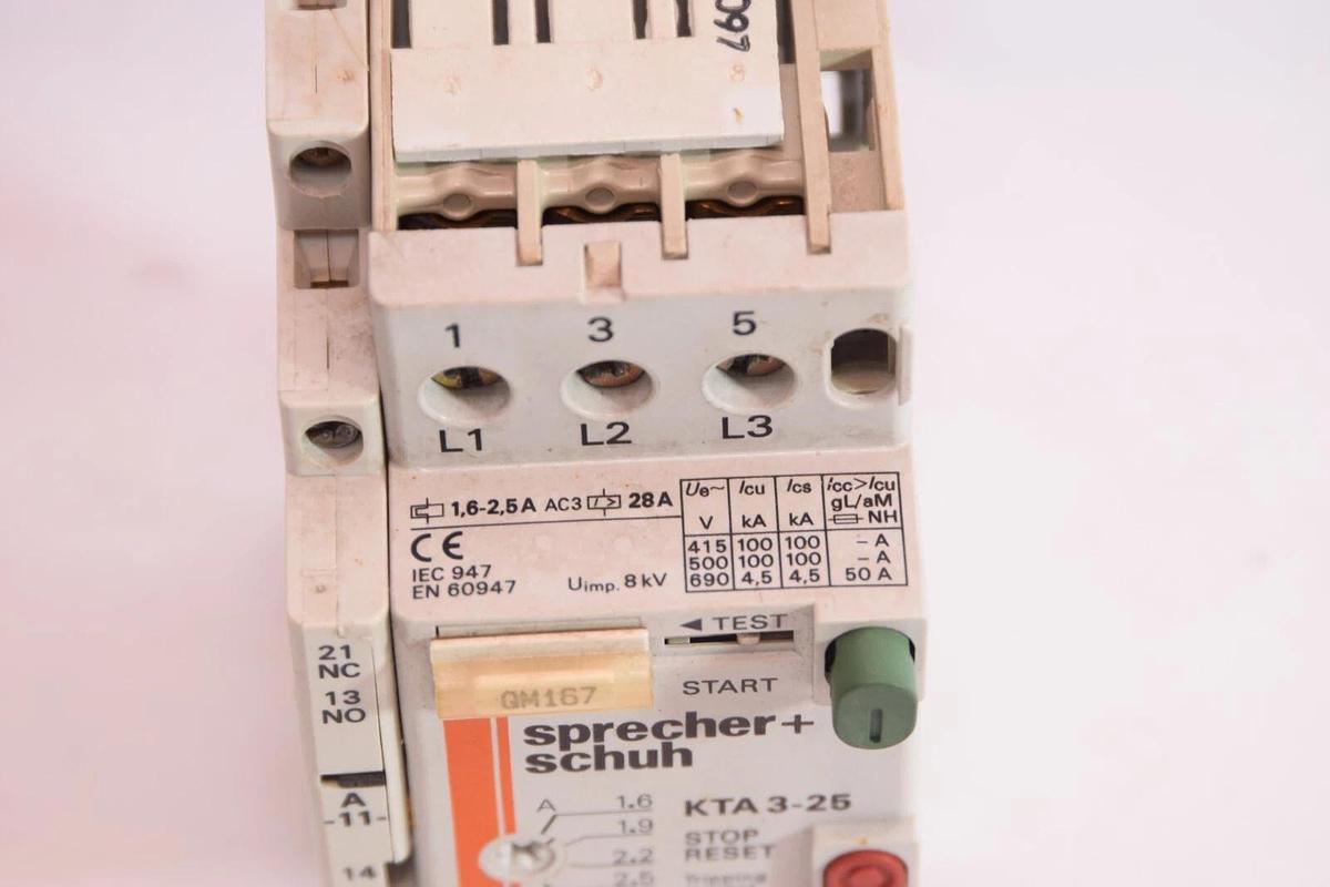 Used SPRECHER + SCHUH KTA 3-25 1.6-2.5A Manual Motor Starter