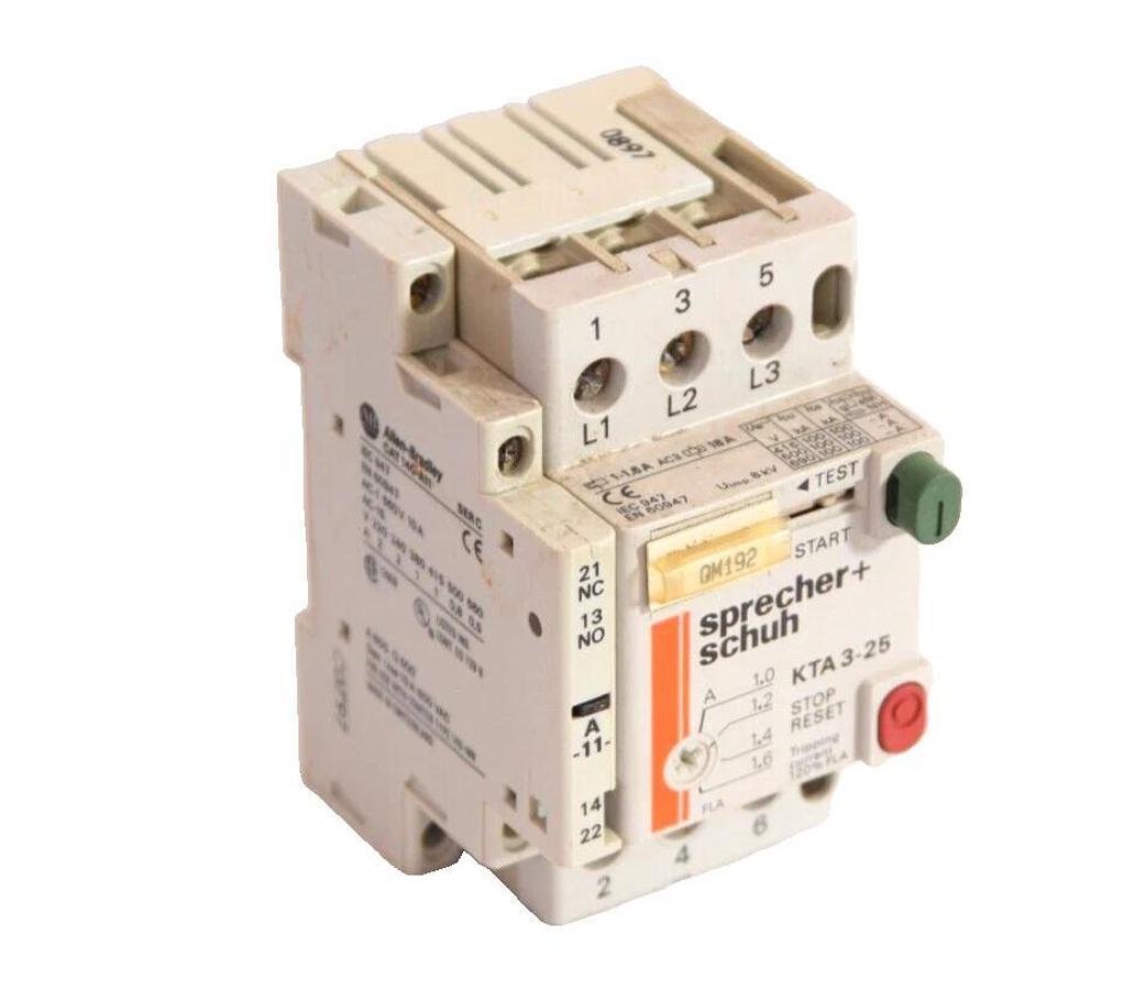 Used SPRECHER + SCHUH KTA 3-25 1.0-1.6A Manual Motor Starter