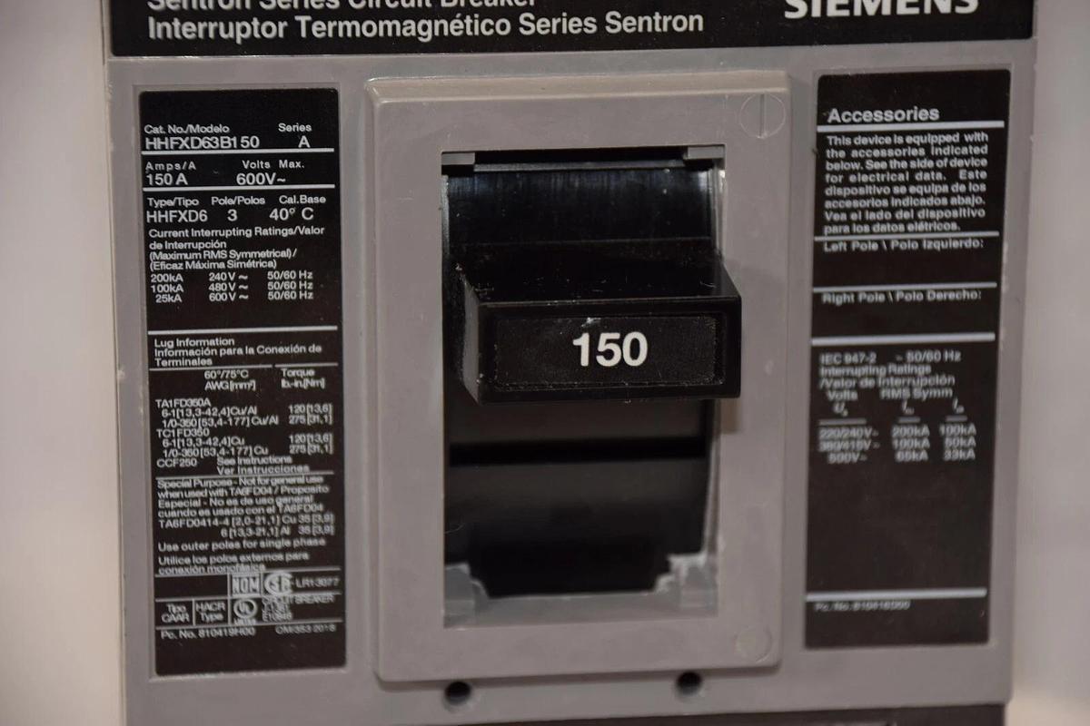 Used SIEMENS / SENTRON HHFXD63B150 150A Amp Series A 600V 3Pole Circuit Breaker