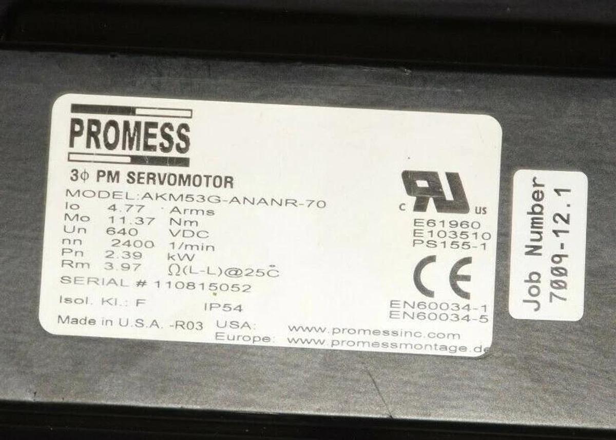 Used PROMESS 12/200/200 9002012200 EMAP Electro Mechanical Press AKM53G-ANANR-70