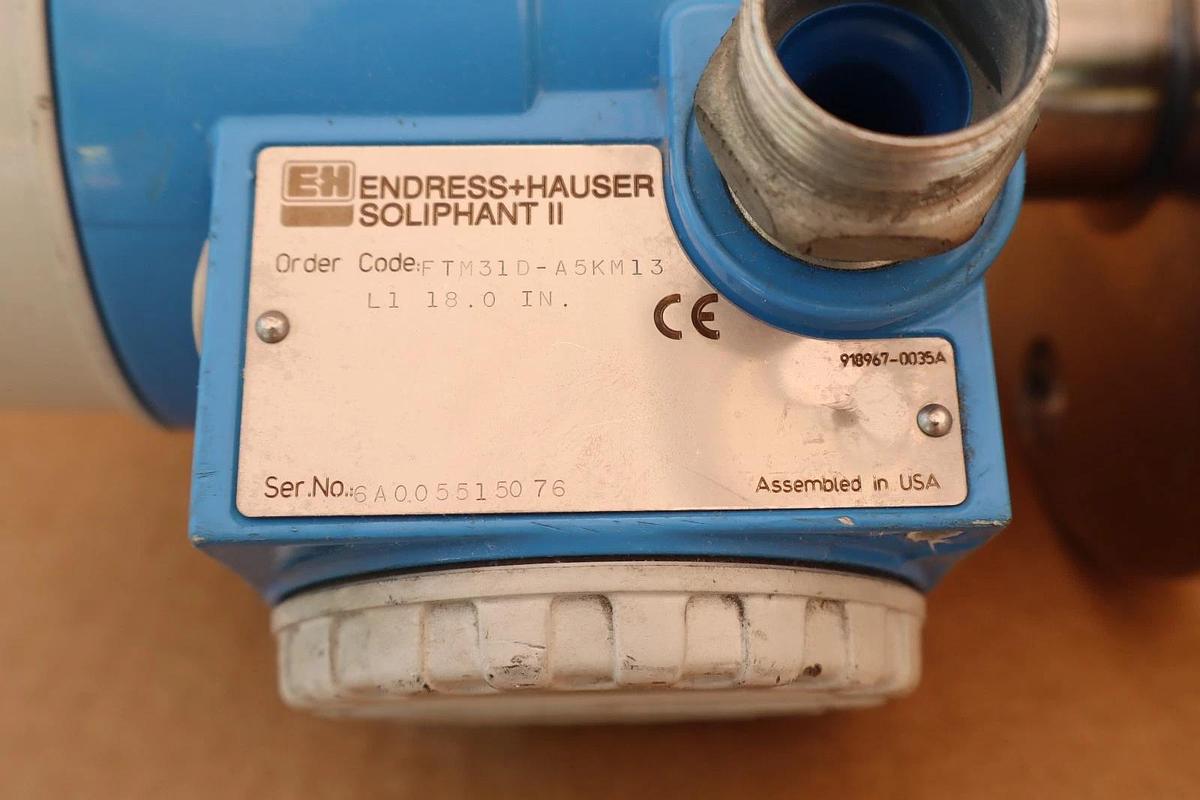 Used ENDRESS + HAUSER Liquid Level Sensor FTM31D-A5KM13 FTM31DA5KM13 L1 18"