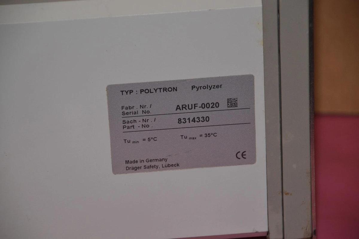 Used DRAGER POLYTRON PYROLYZER 8314330 ARUF-0020 Tu(min)=5deg.c (max)=35deg.c