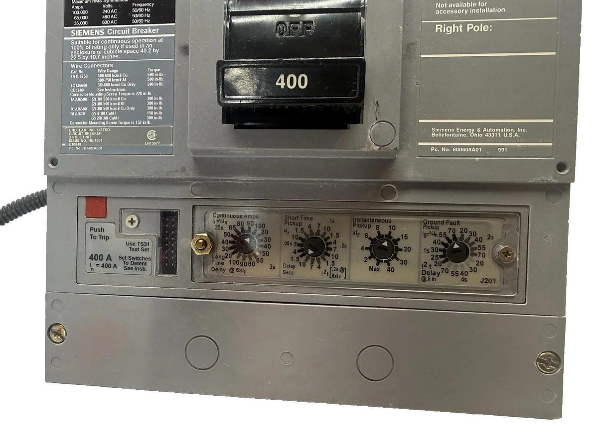 Refurbished Siemens SHJD69400NGTH-U 400A, Breaker SHJD6-A, 600V AC,  SHJD69400NGTH "Refurb"
