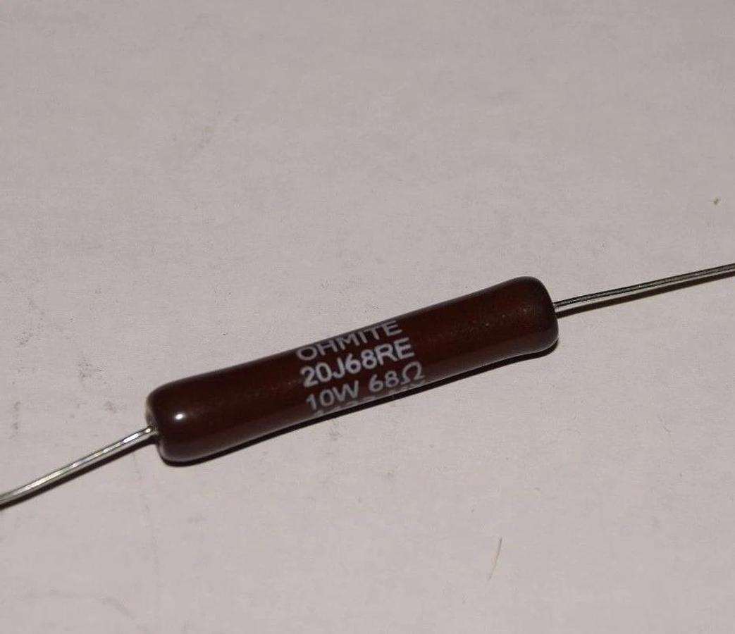 Ohmite Brown Devil 10 W Wirewound Power Resistor, 68 Ohm, 20J68RE 10W 68 Ohm