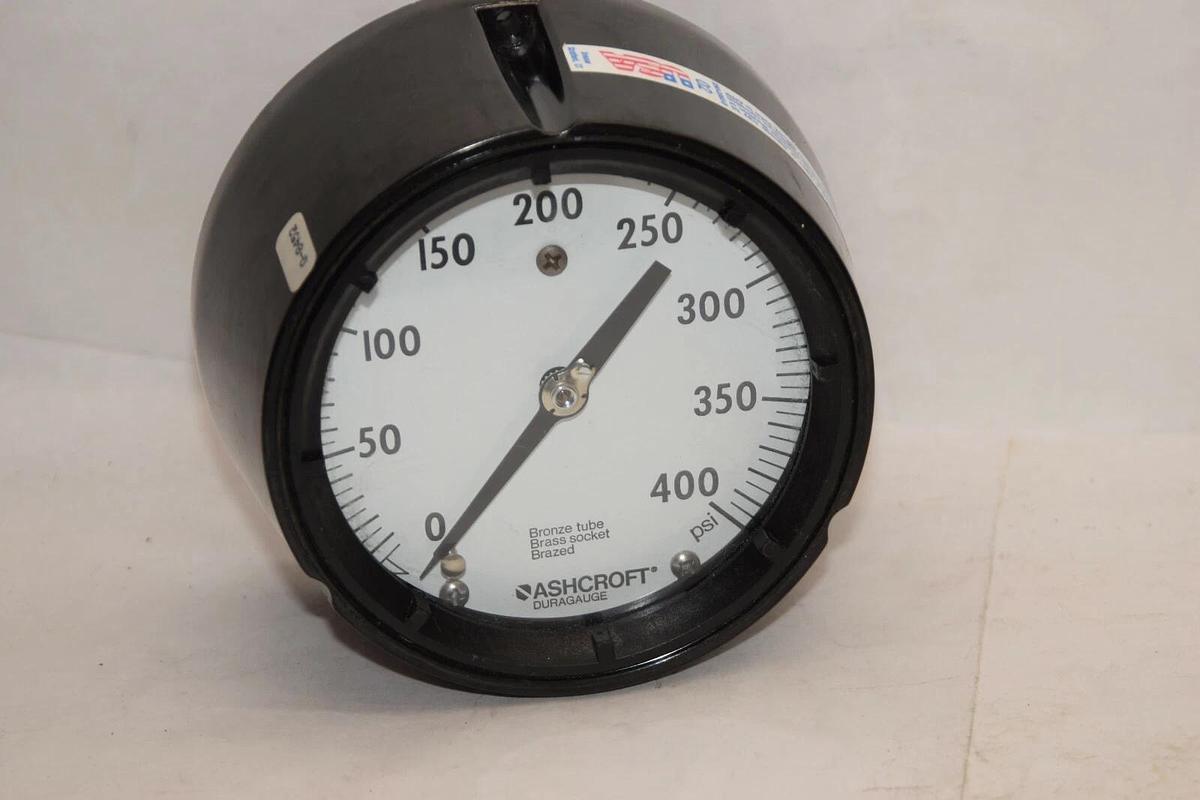 (NEW) ASHCROFT Q-8452 0-400psi 5" Face Brass Socket Gauge