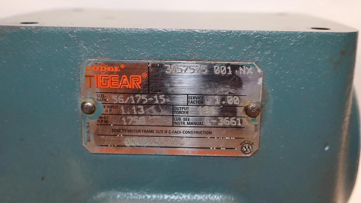 Refurbished Dodge Tigear 56/175-15 , 3057575-001 , 1.13Hp 7/8" Shaft Gear Reducer