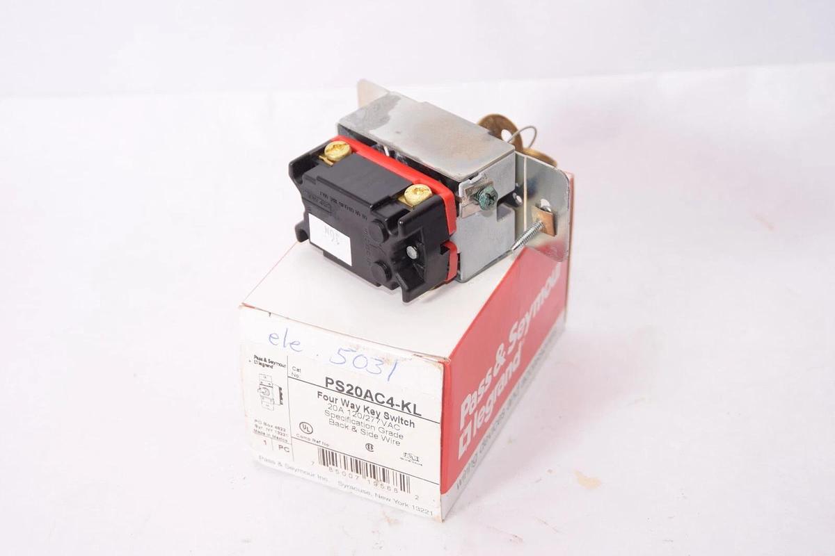 PASS & SEYMOUR PS20AC4-KL 20A 120/277Vac Four Way Key Switch (NEW)