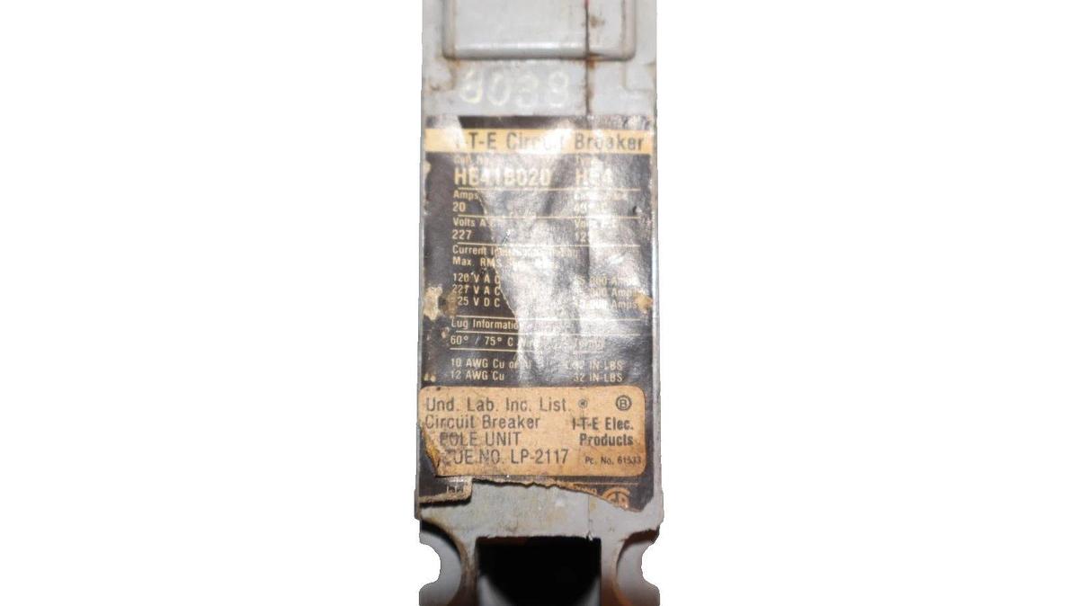 Used Siemens 20A 20 Amp Circuit Breaker I-T-E HE41B020 (Lot of 5)