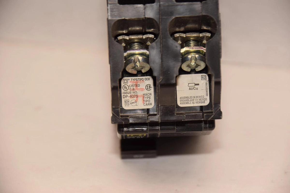 Used Square D Breaker DP-4075 HACR QOB 20A 20 Amp 2 Pole 2P 120/240v (Used)