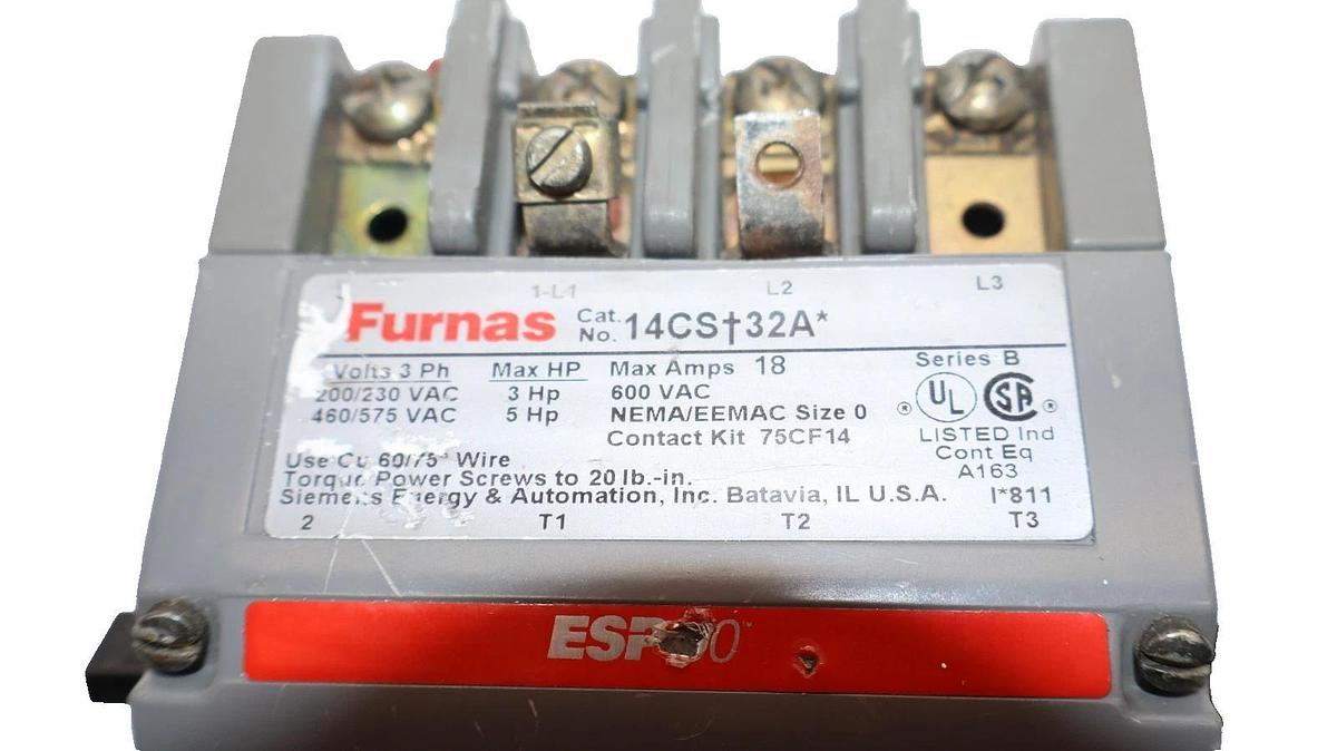 Furnas Size 0 Starter Sz 0 14CS+32A 3Ph 18Amp 200/230v 460/575v