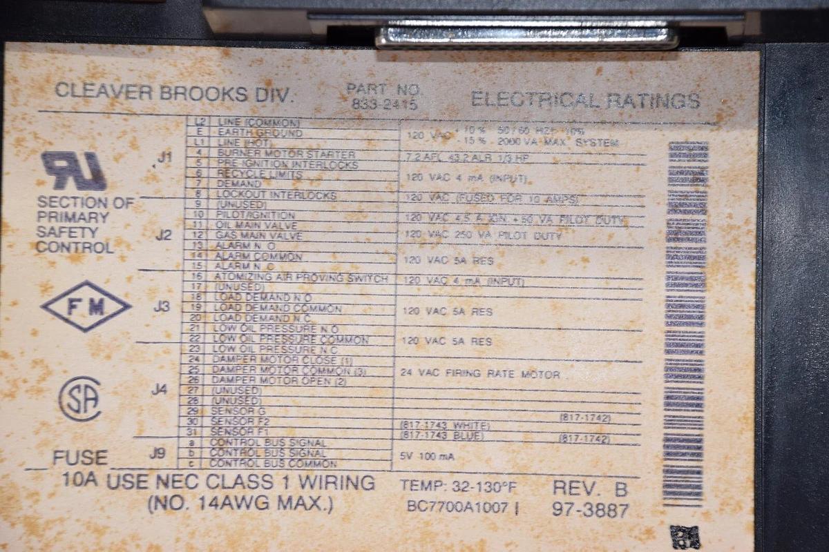 Used CLEAVER BROOKS 833-2415 120Vac Chassis Module