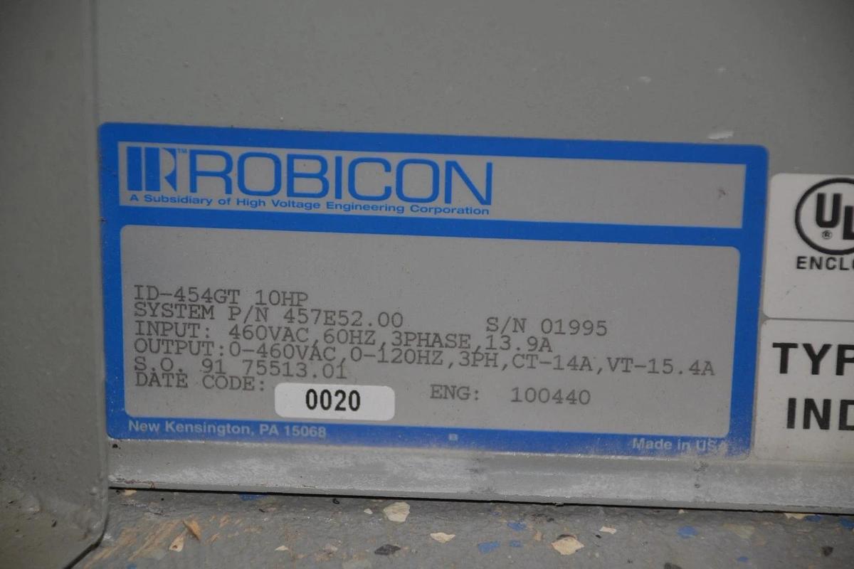 Used ROBICON 10HP AC DRIVE ID-454GT 3PH 460V 457E52.00