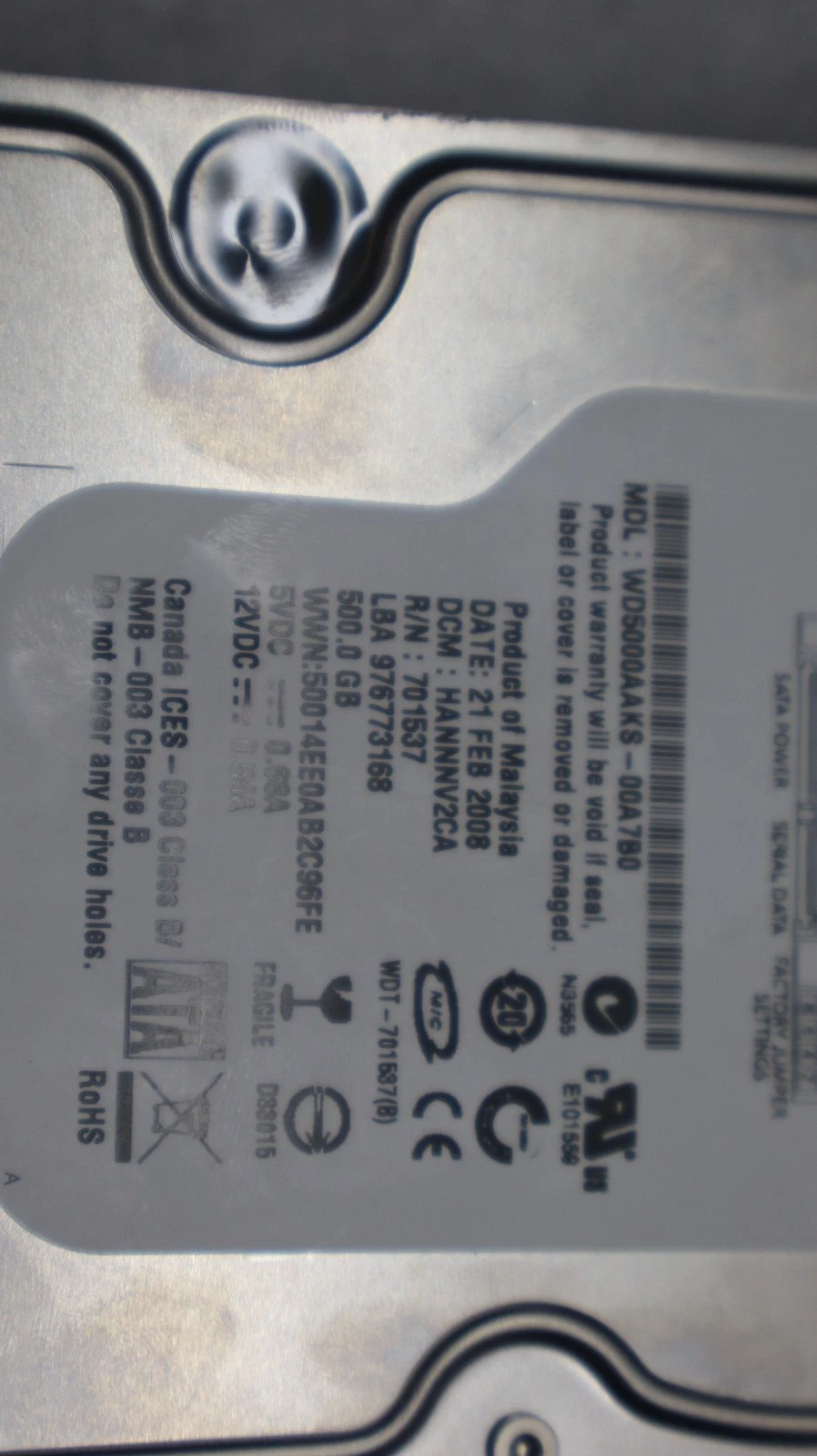 Used (Lot of 10) HDD Hard Drive Big Large Lot - 8 SATA and 2 MOLEX 500gb 160gb 80gb