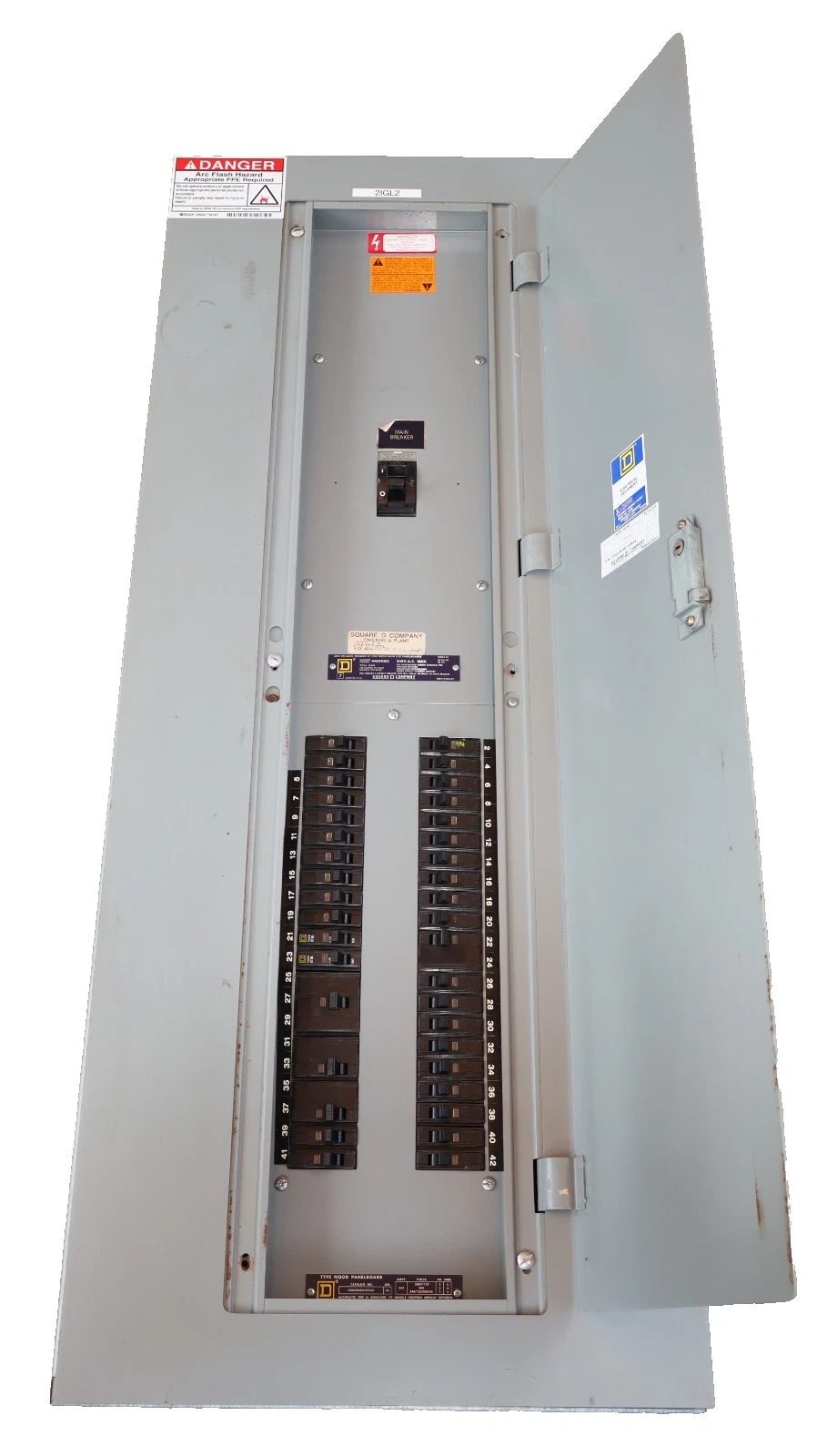 Used Square D Electric 225A Panelboard 225 A NQOD442L225CU NQODQ2 208y/120v 3ph 4w 42