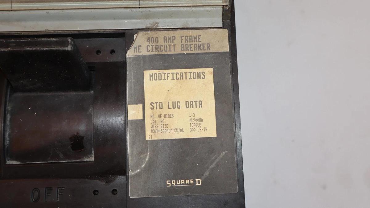 Used Square D I-LINE Breaker ME436LI 400A 400 Amp 600V Micrologic 250A Trip ME4250RP