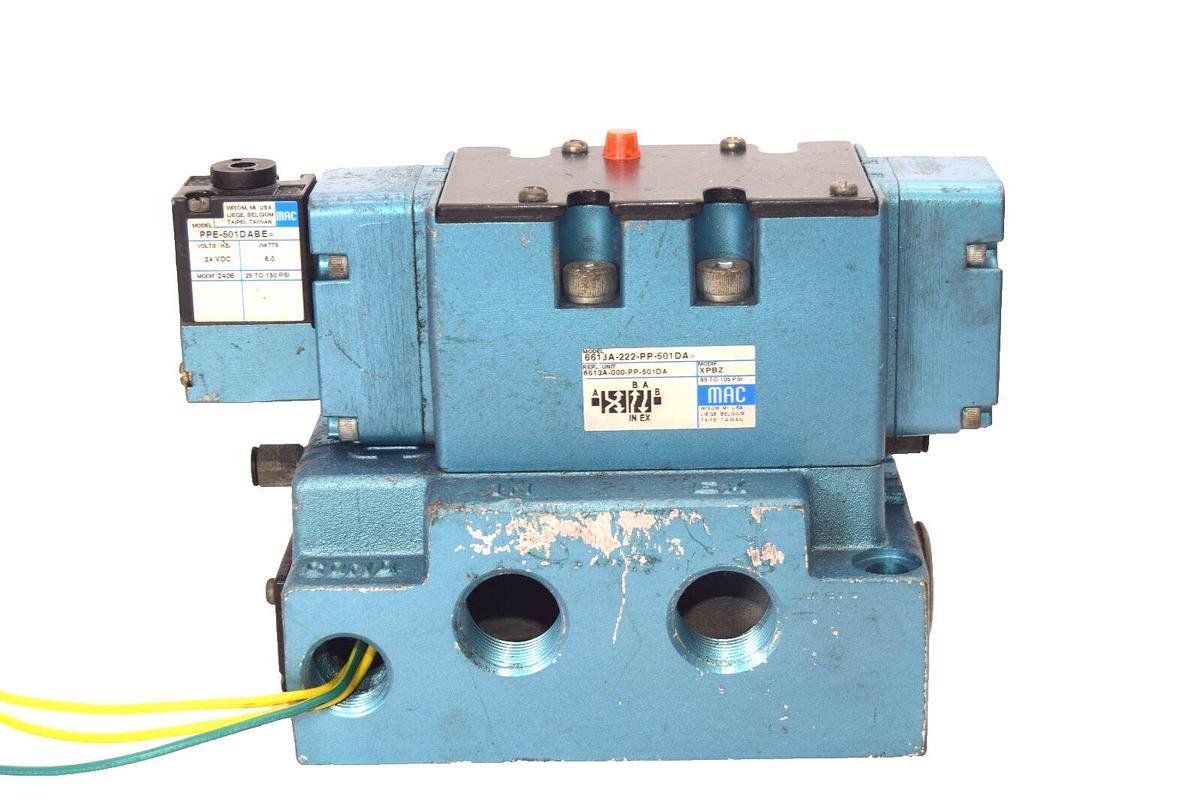 MAC VALVE 6613A-222-PP-501DA , 6613A-000-PP-501DA 85-105psi Pneumatic Valve NOS