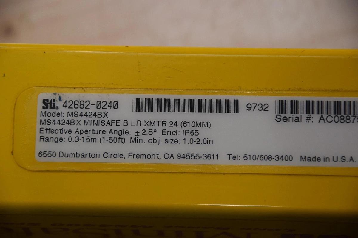 Used STI 42682-0240 MS4424BC 1-50' RANGE TRANSMITTER SAFETY LIGHT CURTAIN