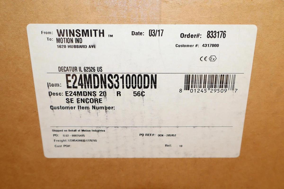 Winsmith SE Encore Gear Box Speed Reducer E24MDNS31000DN E24MDNS 20R 20:1 *NOS*