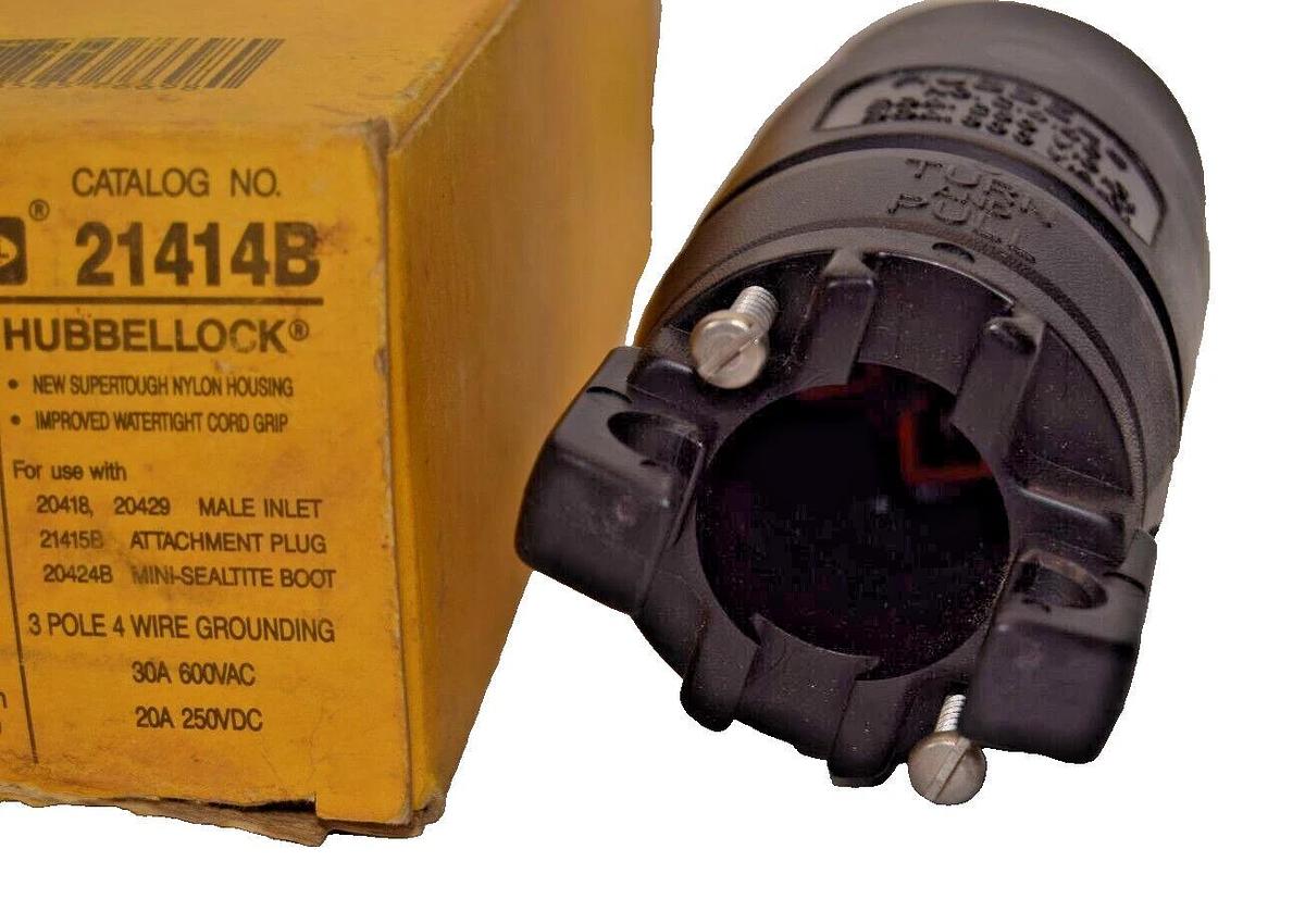 Used Hubbel Hubbellock Locking Connector 21414B 3p 4w 30a 600v 20a 250v *HOUSING ONLY