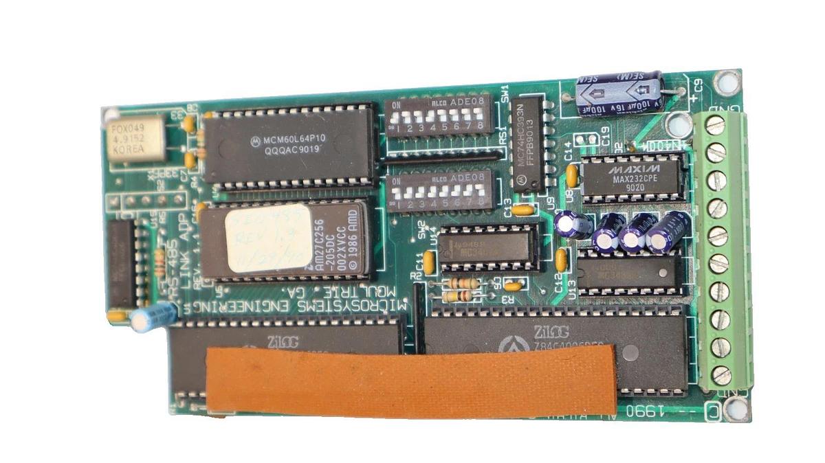 Used Microsystems Engineering RS-485 , RS485 Link ADP Rev 1.1 Circuit Board