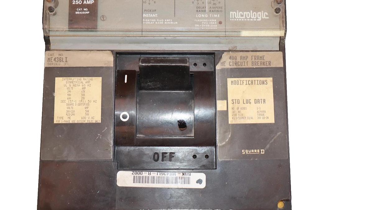 Used Square D I-LINE Breaker ME436LI 400A 400 Amp 600V Micrologic 250A Trip ME4250RP