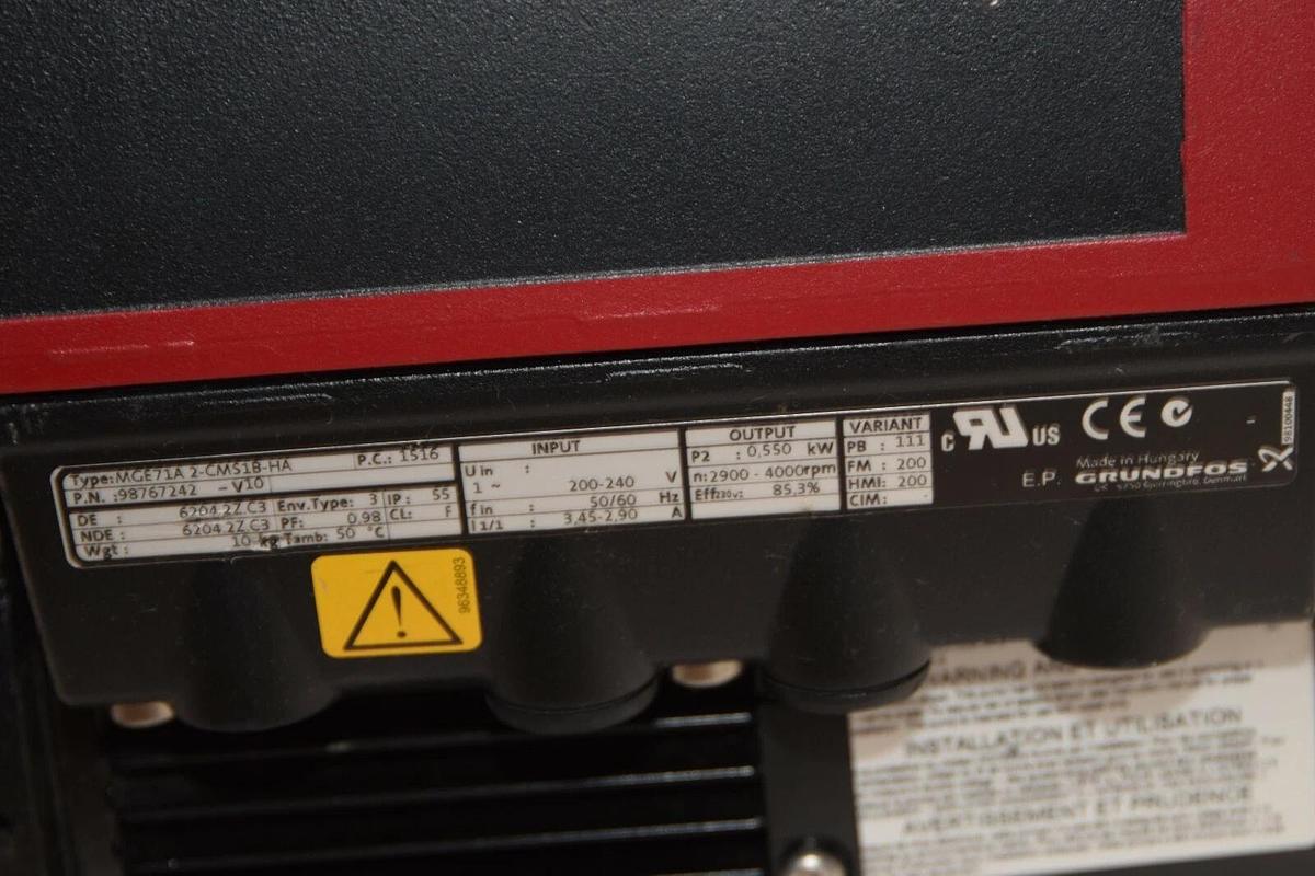 GRUNDFOS X  MGE71A 2-CMS1B-HA Motor 98767242 -V10 CME3-2 A-5-G-E-AOOE U-A-D-N