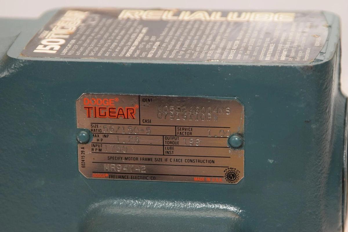 DODGE MR94742 Ratio 56/150-5 1750rpm 199 Torque Tigear Gear Reducer (NEW)