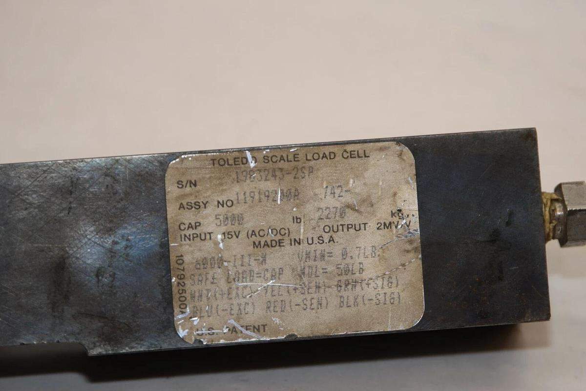 Used TOLEDO SCALE 11919200A 1983243-2SP 5000 Cap 2270lb 15V Load Cell