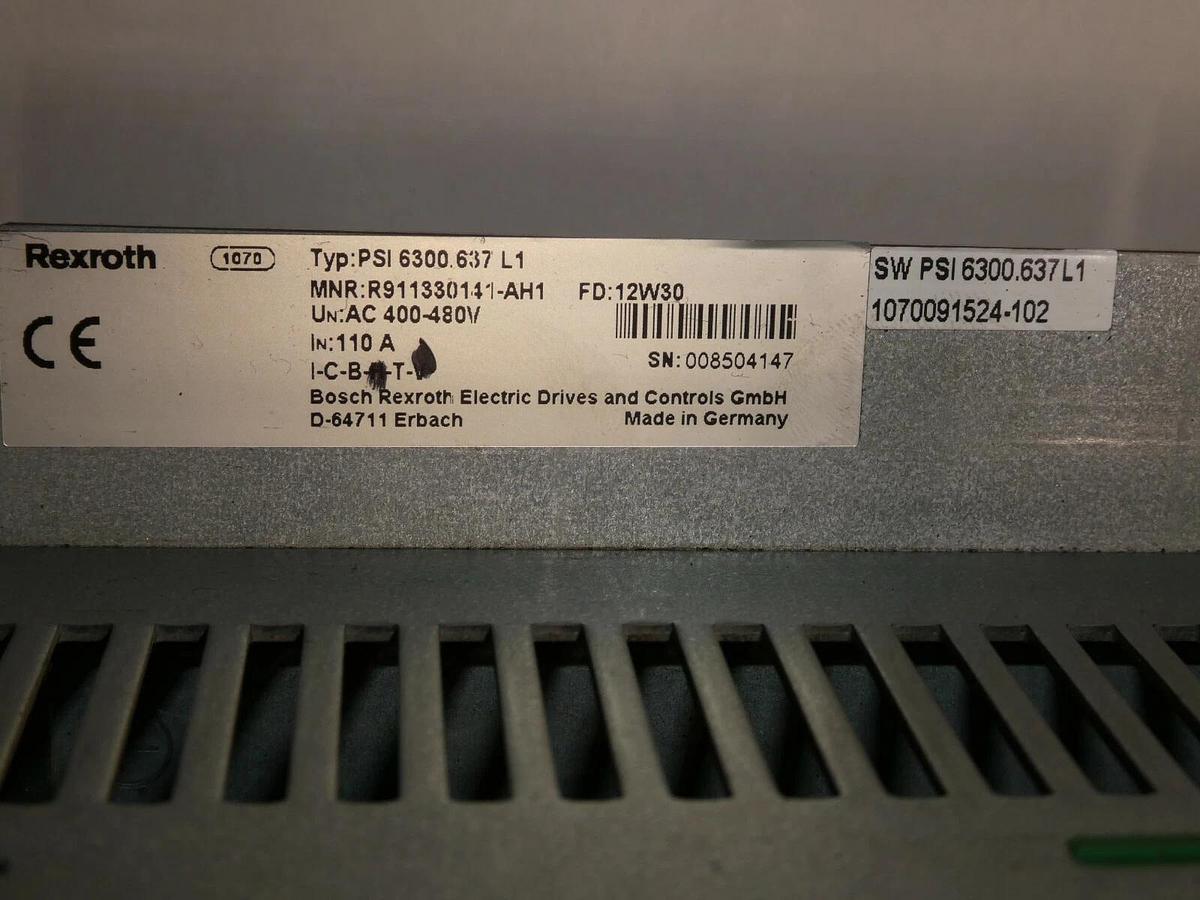 Used Rexroth Bosch PSI 6300.637L1 Inverter R911330141-AH1  PSI6000 w/card 1070091802