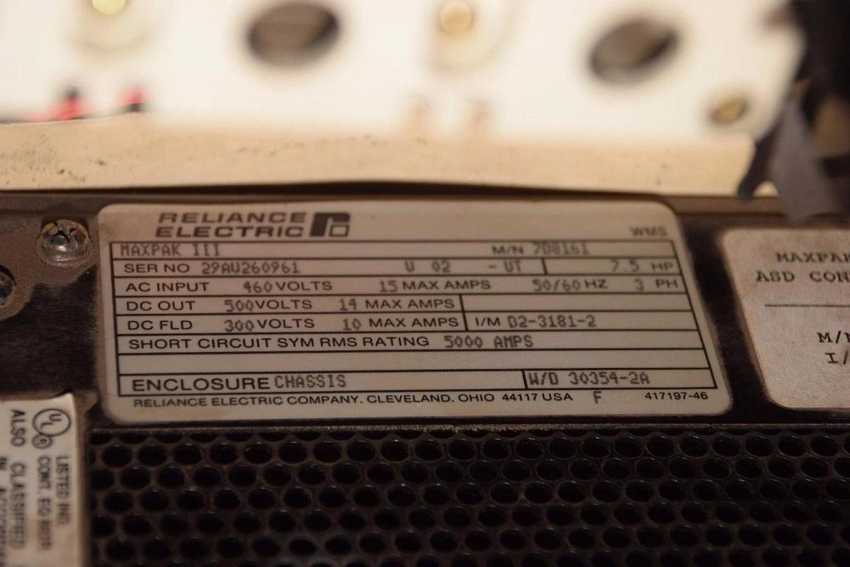 Used Reliance Electric Maxpak III 7.5hp Drive 7D8161 3ph 460v 910K8060 0-58703-61A