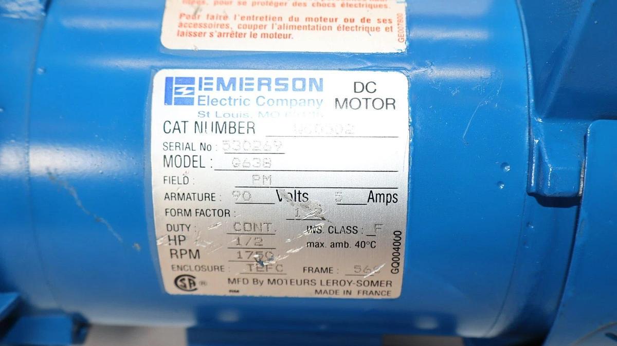 Emerson DC Motor WC0502 G638 1/2hp 1/2 HP TEFC 56C 5A 90v (NOS)