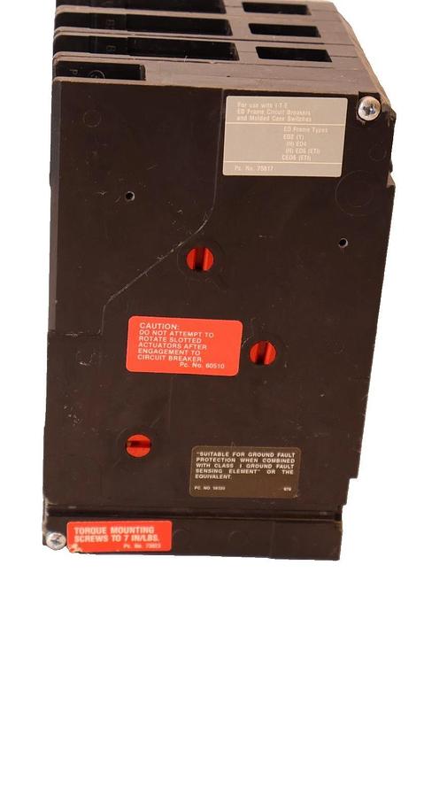 Used SIEMENS ED63S100A 100A 3P Molded Case Circuit Breaker W/ S07ED60 Shunt Trip