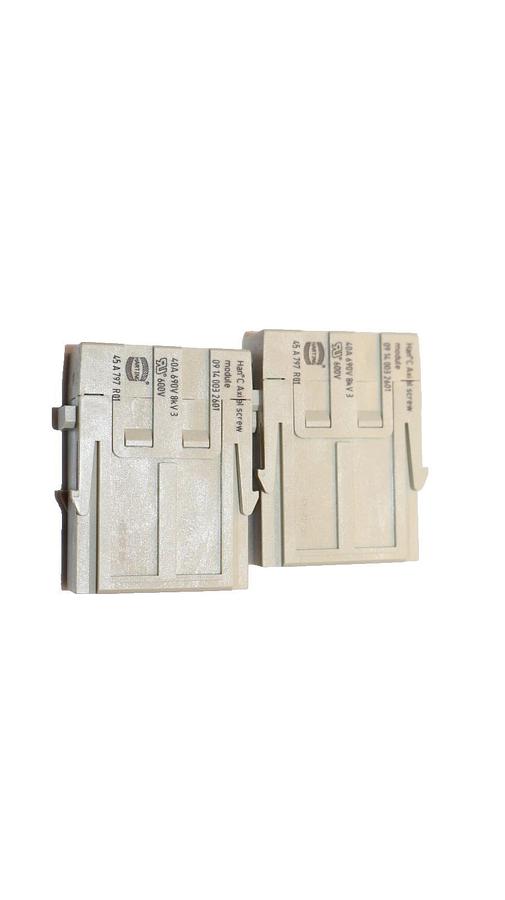 Harting Male Module Insert Han 3 MOD M-S 40A Plug 09140032601 2-Pack (New)