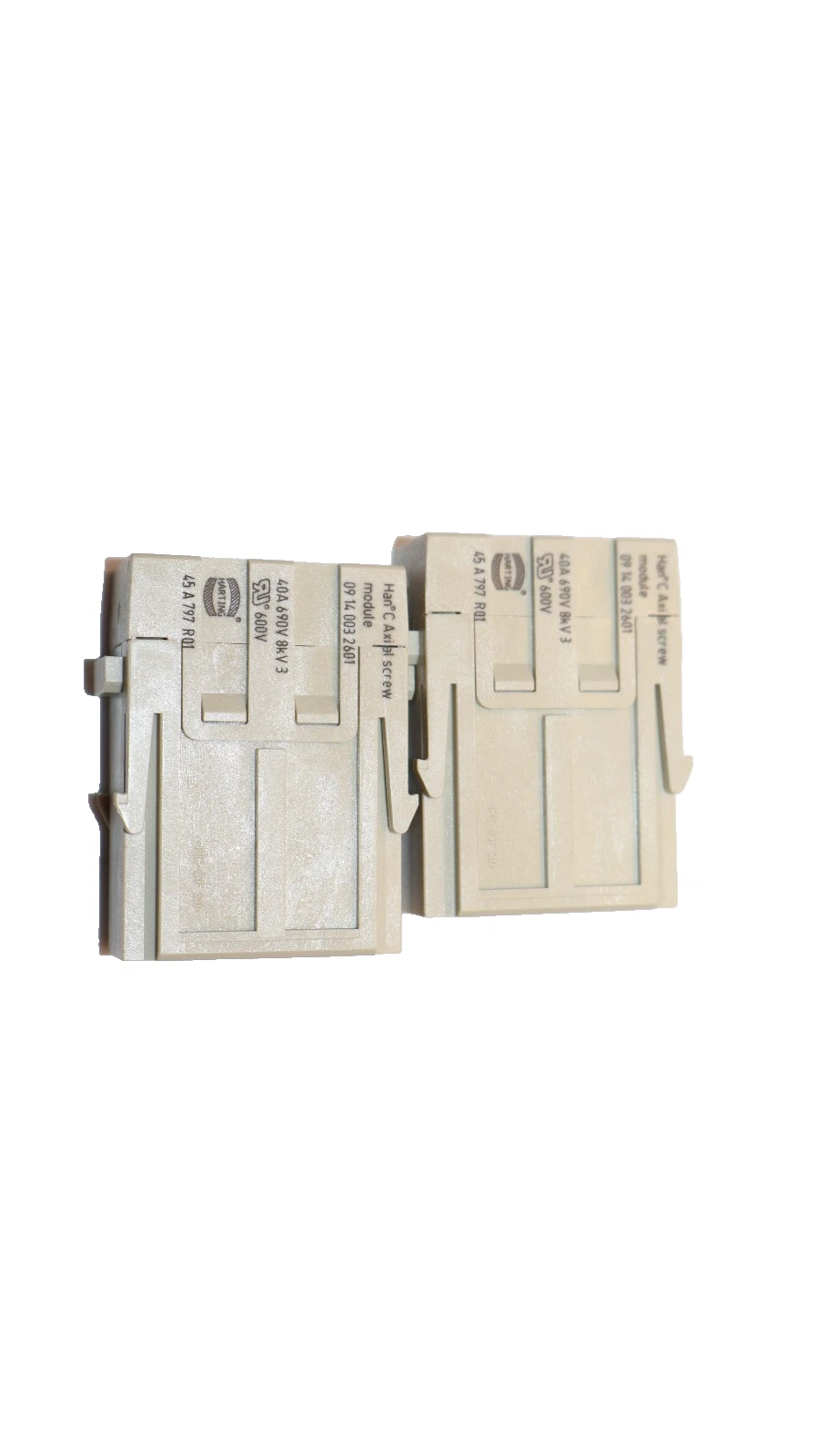 Harting Male Module Insert Han 3 MOD M-S 40A Plug 09140032601 2-Pack (New)