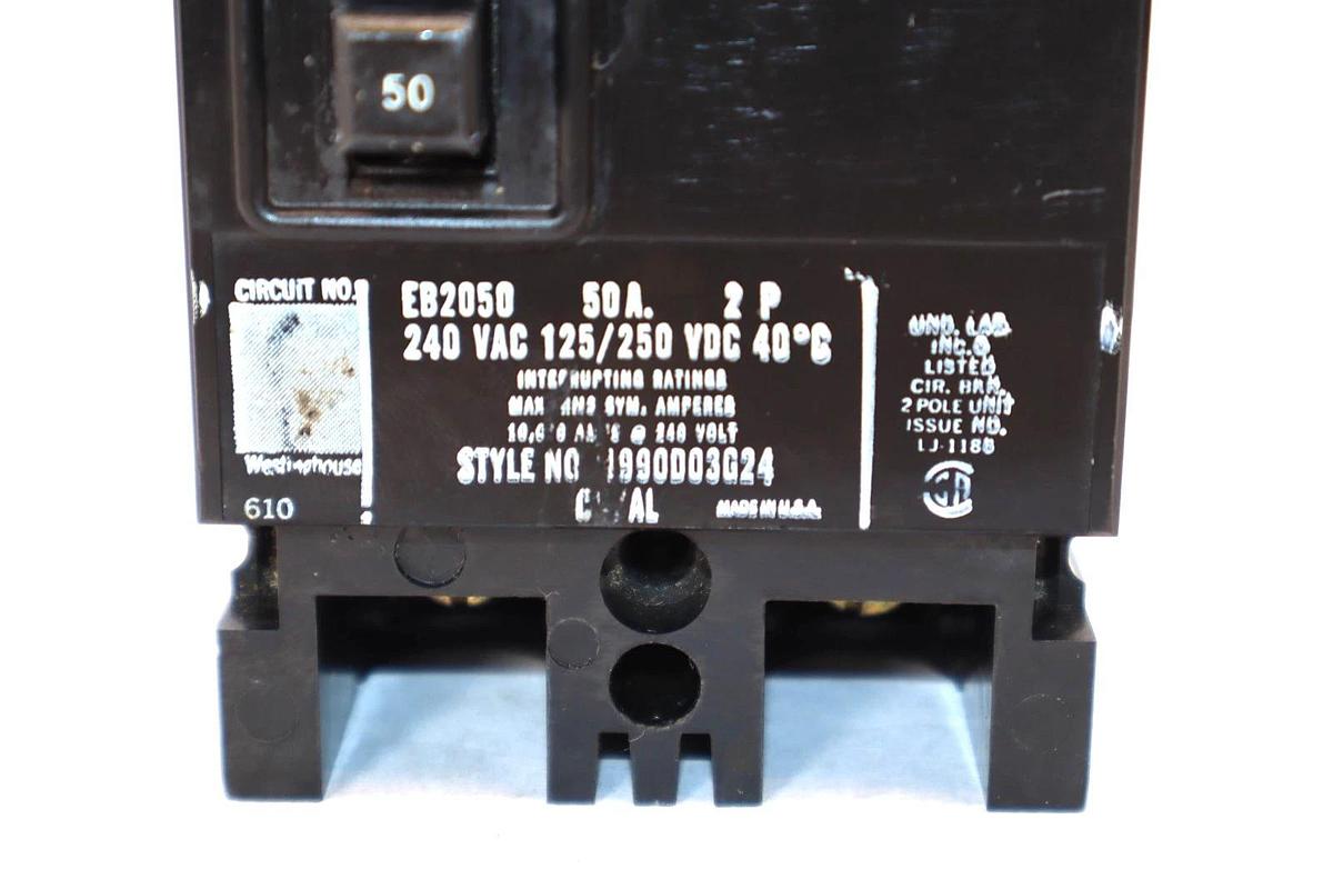 Westinghouse Circuit Breaker 50 Amp A EB2050 EB50A 50A 2P 2 pole (New)
