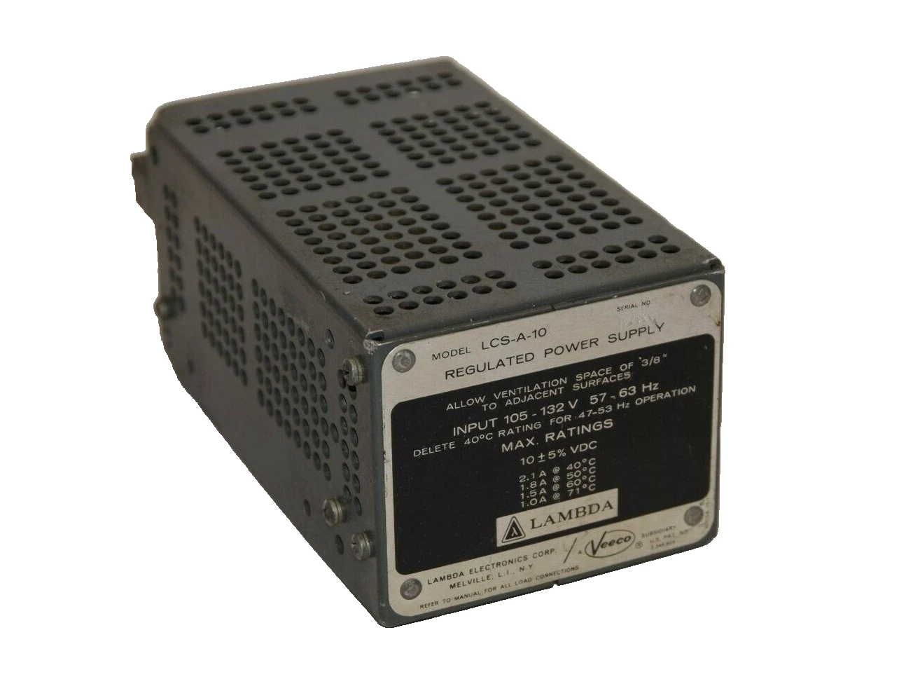 Used LAMBDA LCS-A-10 LCSA10 LMOV-2 6-20vdc 105-132V 57-63Hz Regulated Power Supply