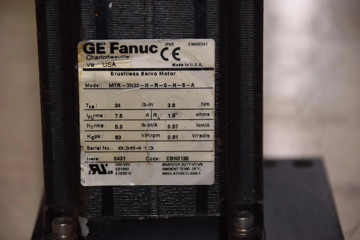 Used GE FANUC BRUSHLESS SERVO MOTOR MTR-3N32-H-R-0-N-S-A