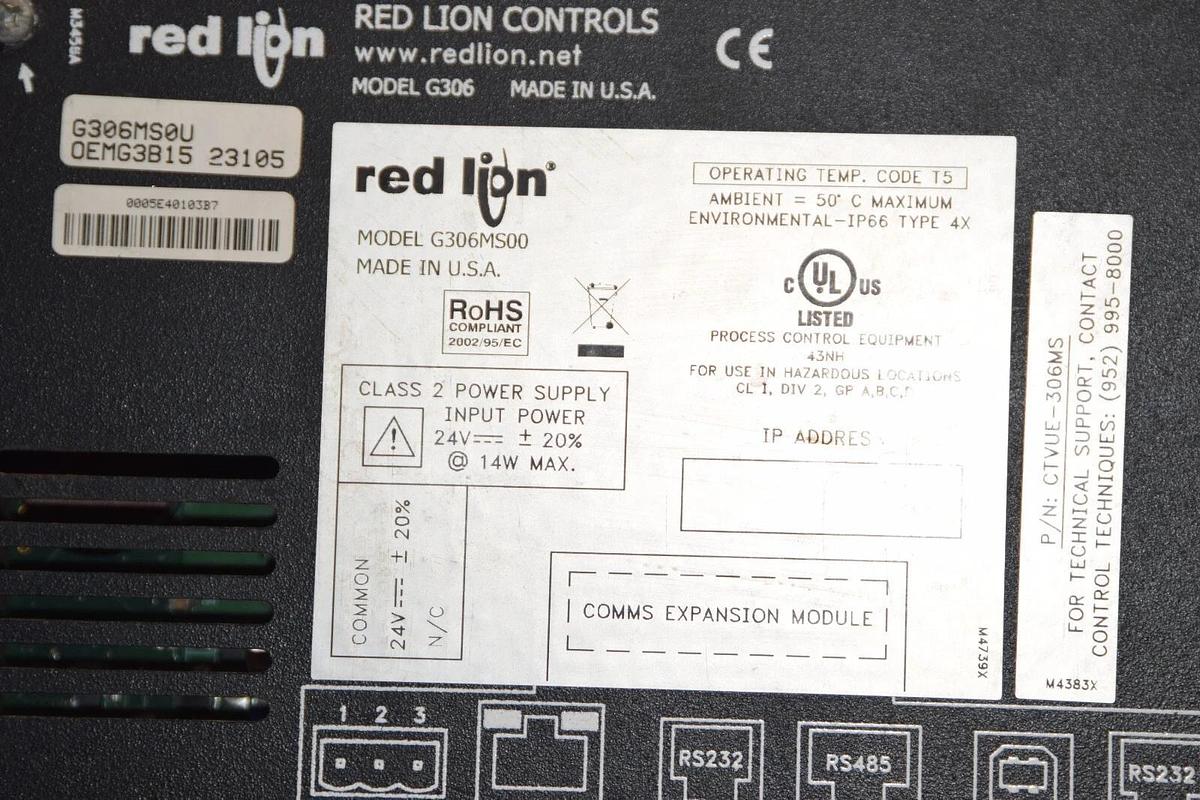 Used EMERSON  / RED LION G306MS00 6" Operator Interface USA *Read: Lines on Screen*