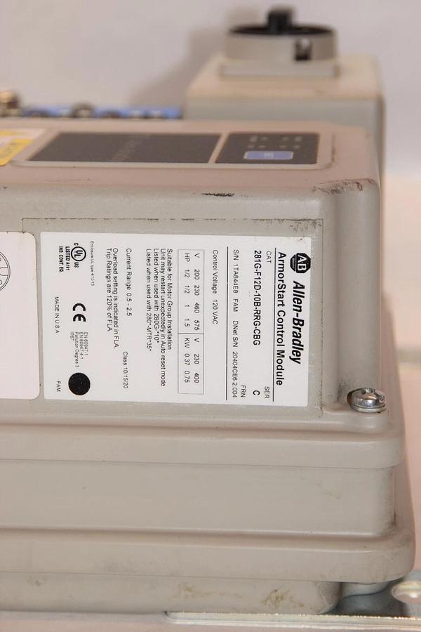 Used ALLEN BRADLEY 280G-FN-10-RG Ser. C Base 281G-F12D-10B-RRG-CBG Armostart Control