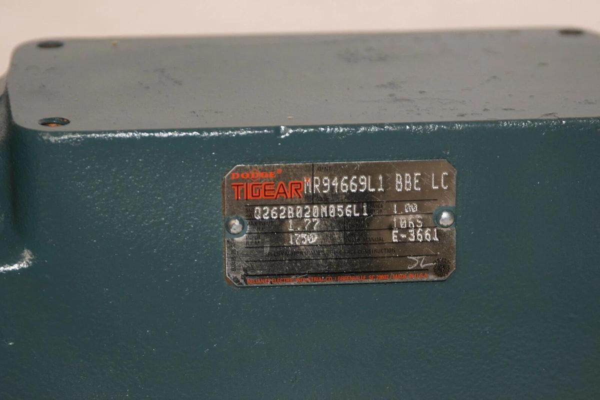 (NEW) DODGE MR94669L1 1.77Hp 1-1/8" Shaft TIGEAR Gear Box / Speed Reducer