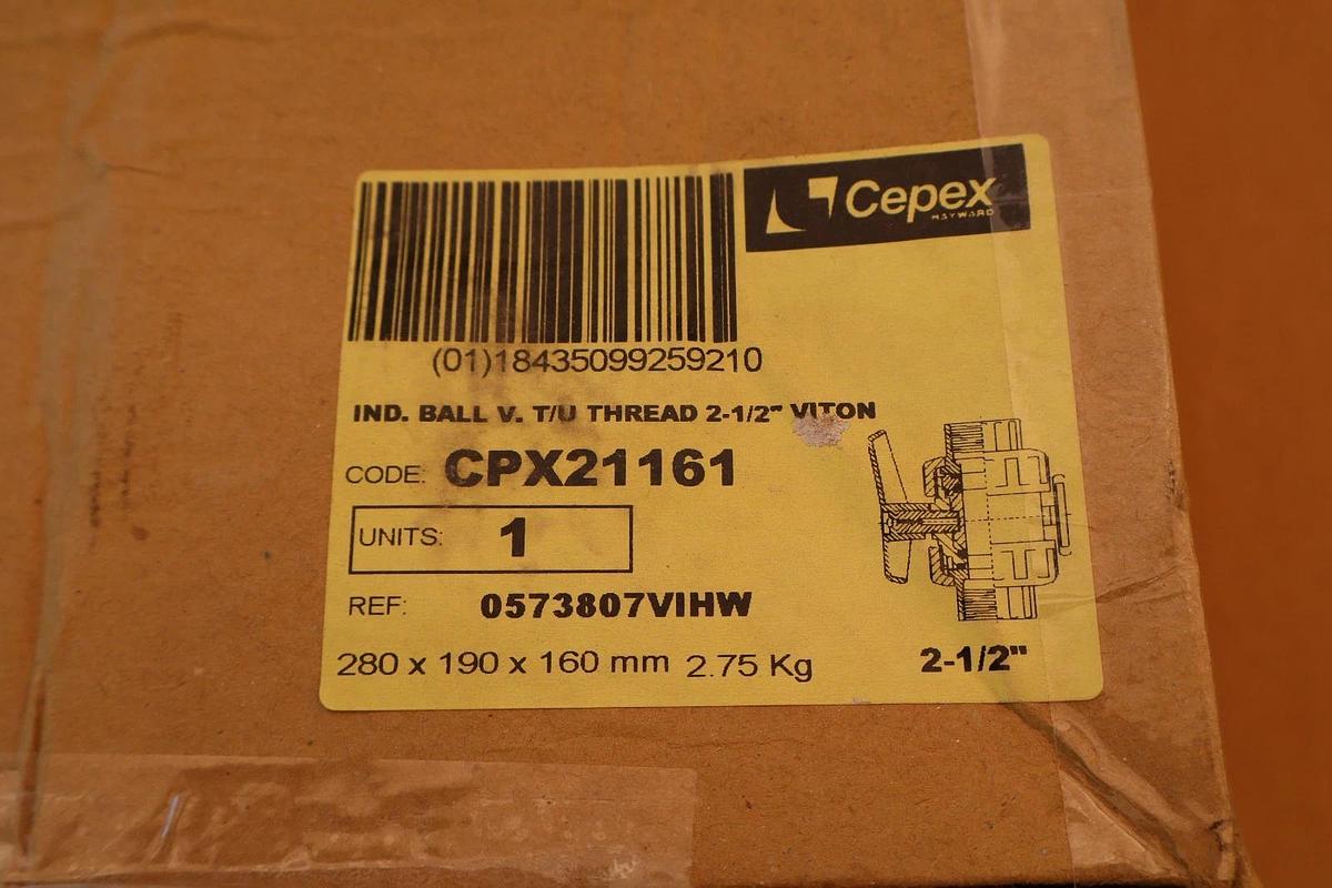 CEPEX Hayward 2-1/2" Ball Valve T/U Thread 2-1/2" Viton PVC 2.5" CPX21161 (NEW)