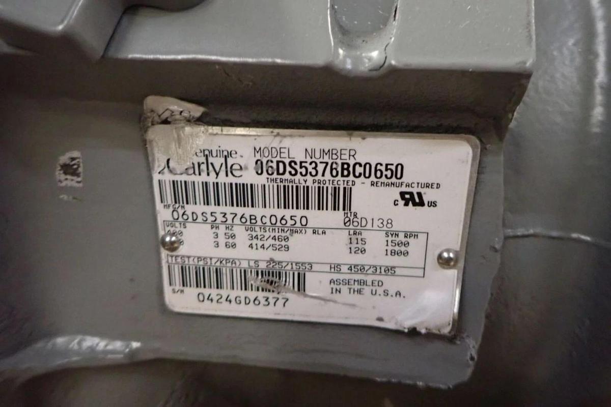 Carlyle 06DS5376BC0650 Compressor High Temp Semi-Hermetic 3 Phase