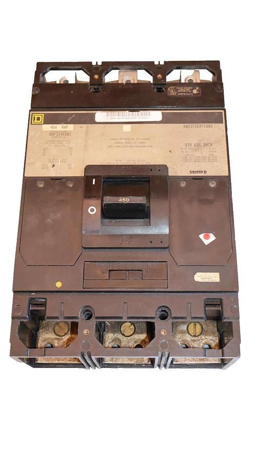 Used Square D Breaker MHP36450MT 450 AMP 600V  450A Magnetic Trip Adjustment