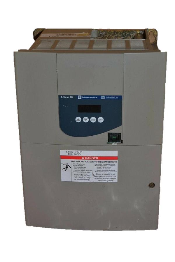 Used SQUARE D / SCHNEIDER ELECTRIC ATV28HU90N4U 7.5HP 460 VAC ALTIVAR 28 DRIVE