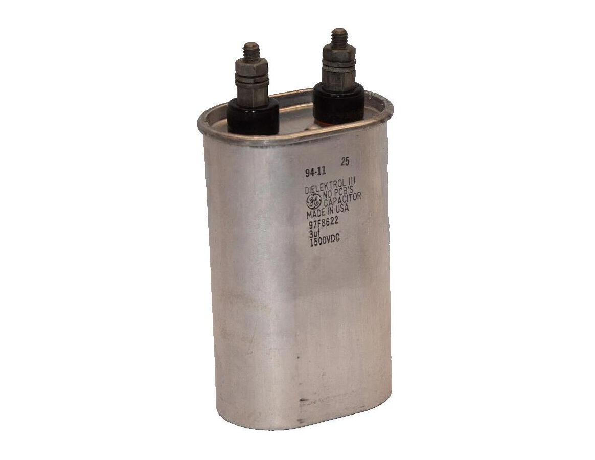 Used GE / GENERAL ELECTRIC 97F8622 , 94-11 3uF 1500Vdc Capacitor