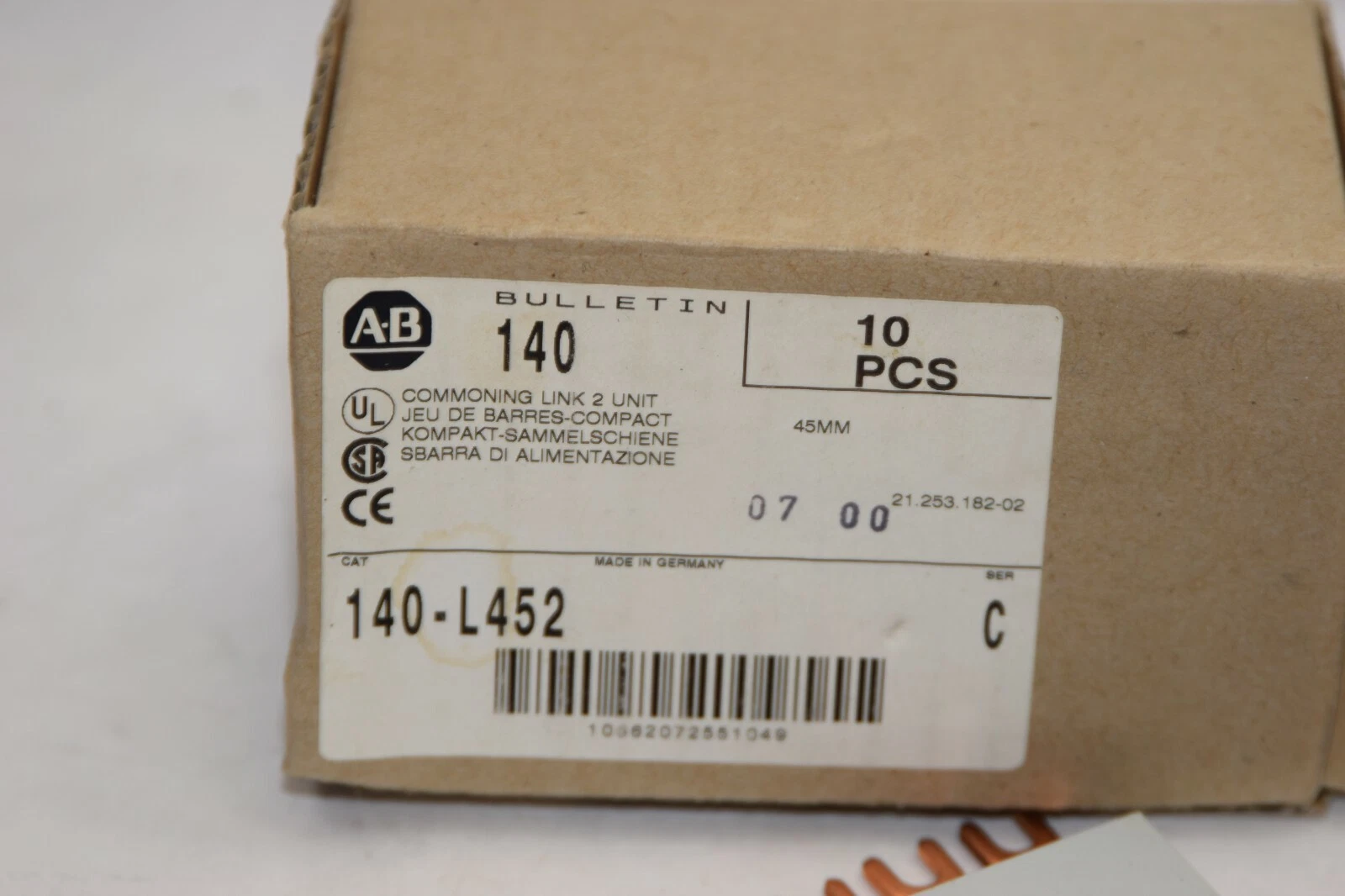 (NEW - BOX OF 10) ALLEN BRADLEY 140-L452 Series C Commoning Link 2 Unit