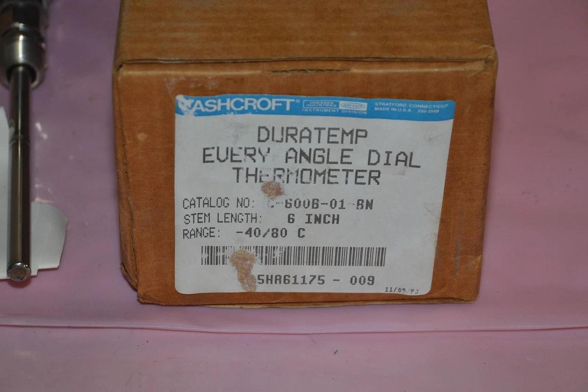 Ashcroft Duratemp Every Angle Dial Thermometer C-600B-01-BN 6" -40/80C NEW