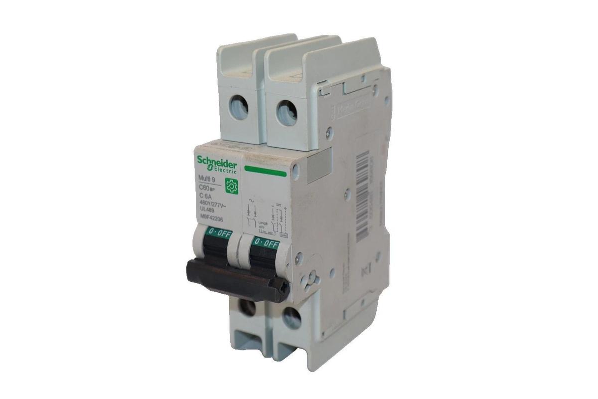 Used Schneider Electric M9F42206 6A Amp 2 Pole Multi 9 Circuit Breaker